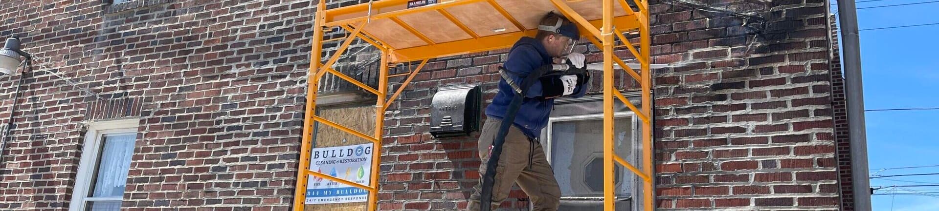 Fire and smoke damage restoration in progress on a Greater Philadelphia home — Bulldog Cleaning & Restoration